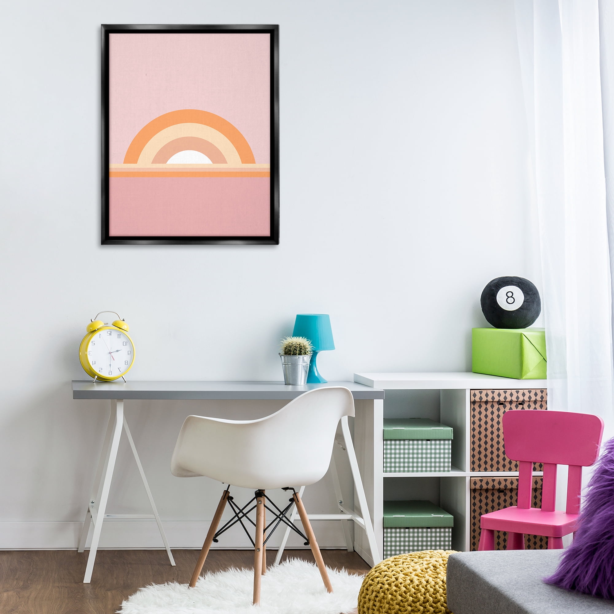 Stupell Industries Mauve & Orange Rainbow Abstract Painting Black Floater Framed Canvas Art Print Wall Art, 25 x 31