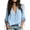 Sky Blue, variant on Women's Solid T Shirt, Turn Down Collar Short Sleeve, Casual Fashion Pullover Top Army Green L