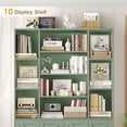 thumbnail image 6 of Hiphuta 75" Tall Modern Bookcases with 2 Double Door Cabinet, 47"Wide Wooden Storage Bookshelf for Living Room Home Office Entryway, Green, 6 of 8