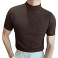 thumbnail image 6 of Mens T-Shirts Spring Summer Solid Ribbed Knit Neck Short Sleeve Mens Undershirts Basic Tops, 6 of 6