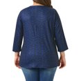 thumbnail image 3 of Agnes Orinda Plus Size Womens V Neck 3/4 Elbow Sleeve Top Botanical Print Blouse Tunic t Shirt Tops Casual Dressy 3X Navy Blue, 3 of 6