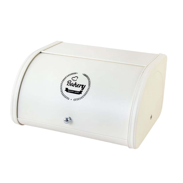Abbracc Metal Bread Box Bin kitchen Storage Containers with Roll Lid Kitchenware Storage White