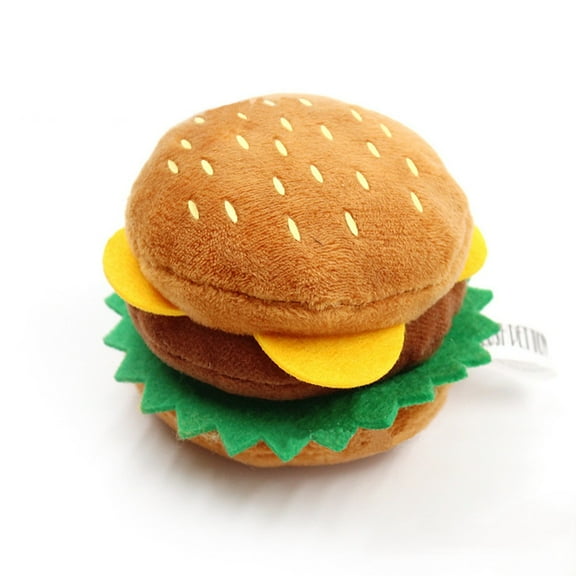 Burger Squeaky Dog Plush Toy - Durable Soft Chew Toy for Small/Medium Dogs, Interactive Food-Themed Puppy Play Toy with Built-in Squeaker