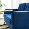 thumbnail image 5 of Contemporary Modern Urban Designer Living Room Lounge Club Lobby Loveseat Sofa, Velvet Fabric, Gold Blue Navy, 5 of 5