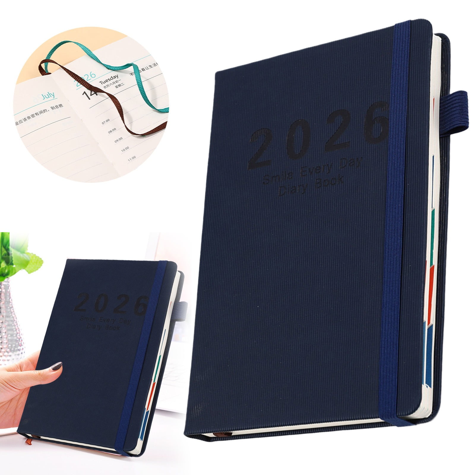 Lined Journal Notebook Diary Book, A5-8.27" x 11.6", Thick Notebooks Pages, Hardcover Notepad with Pen Holder for Journaling, Work, and Gift, 400 Pages/200Sheets, 1Pc, Multicolor(Blue,8.4x5.7")