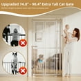 thumbnail image 2 of 74-98" Extra Tall Cat Gate, 33.86-41.34, Transparent Double Doors, No Drilling Pressure Mount Pet Gate for Doorways/Stairs/Kitchen/Home, Auto Close, White, 2 of 9
