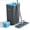 Gray/Cyan Blue [Bucket #2124 + 60" Flat Mop + 4 Pads], variant on JOYMOOP Mop and Bucket Set with Wringer, Mops for Floor Cleaning, Wall Mop Cleaner with Long Handle, with 4 Reusable Microfiber Mop Pads - Grey+Cyan Blue