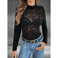thumbnail image 5 of Women'S Leopard Print Top Long Sleeve Fitted Tee Going Out Cheetah Top Shirt, 5 of 9