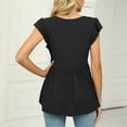 thumbnail image 4 of AherBiu Tops for Women Trendy Ribbed Knitted Cap Sleeves V Neck Solid Color Ruched Casual Stretchy Comfy Flowy Tunics, 4 of 7