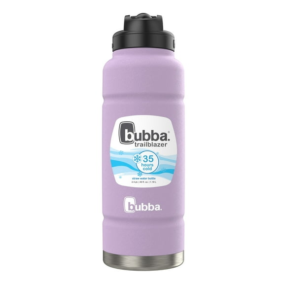bubba Trailblazer Stainless Steel Water Bottle with Straw Lid, 40 oz (1.18 L), Vacuum-Insulated, Lavender Frost