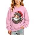 thumbnail image 3 of Falkdiz Sweatshirts for Girls Crew Neck Warm Inner Crew Neck Pullover Christmas Thin Gifts School Hoilday Girls Tops Long Sleeve , Pink , Size: 100, 3 of 9