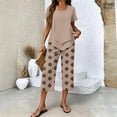 thumbnail image 2 of Womens Lounge 2 Piece Outfits Lounge Sets Printed Capris Top Wide Leg Crop Pants Travel Beach Vacation Clothes, 2 of 6