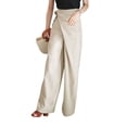 thumbnail image 7 of Celmia Women Casual Wild Asymmetric Waist Wide Leg Pleated Pants, 7 of 7