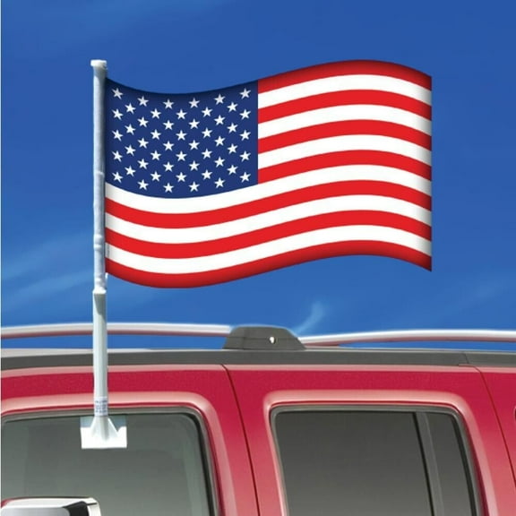 Car Flag 20.4" x 10.7" American Flag USA Patriotic Red White and Blue New