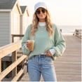 thumbnail image 4 of Women's Striped Sweatshirt Long Sleeve Crewneck Casual Oversized Pullover Relaxed Fit Fall Top, 4 of 7