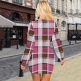 thumbnail image 5 of Women's Casual Dress Long Sleeve Round Neck Solid Color Classic Fit Midi Dress for Spring Fall Daily Wear,Purple Pink,S, 5 of 6