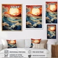 thumbnail image 4 of Designart "Reflections Papercut Coastal Sunrise painting I" Landscape & Nature Floater Framed Canvas Print, 4 of 7