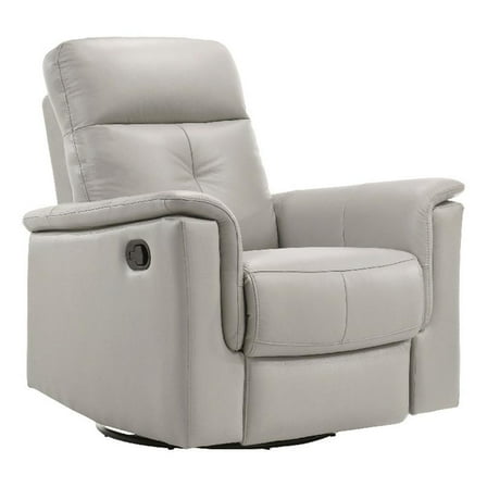 Briz Manual Swivel Recliner Chair- Top Grain Leather Silver Gray