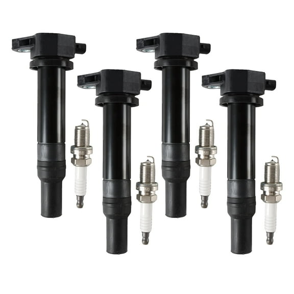 POLARPRA 4pcs Ignition Coils   4pcs Iridium Spark Plugs For 2006-2011 Hyundai Accent Kia Rio Rio5 UF499