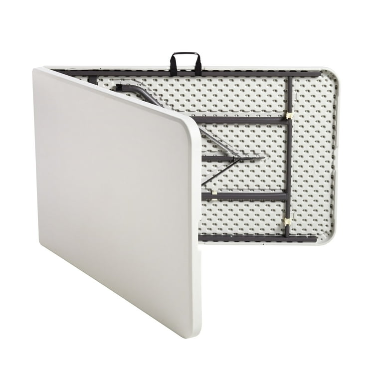 Realspace Molded Plastic Top Folding Table 8 Wide Fold in Half Platinum