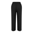 thumbnail image 3 of Hauaitttt Women Linen Casual Pants Summer Wide Leg Loose Drawstring High Waist Wide Leg Pants with Pockets plus Size Women Work Pants Business Casual Printed Pants for Women Casual Short Pants for, 3 of 8