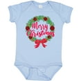 thumbnail image 3 of Inktastic Merry Christmas Wreath with Red Bow and Ornaments Boys or Girls Baby Bodysuit, 3 of 5