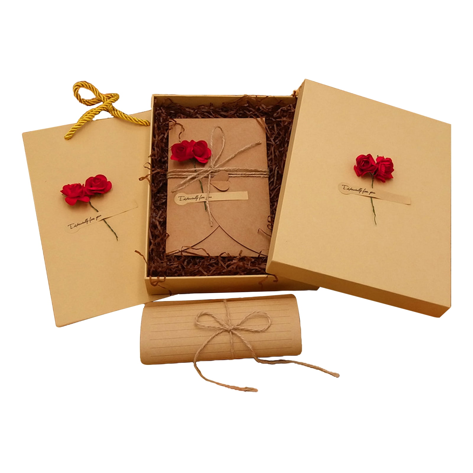 Opvise Letter Paper Envelope Set Romantic Vintage Style with Flowers Decoration Clear Line Smooth Writing Letter Envelopes E