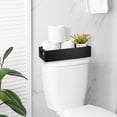 thumbnail image 2 of Cesta de baño negra - Cesta de papel higiénico de madera con asa para organizar - para encimera de tanque de baño, 2 of 4