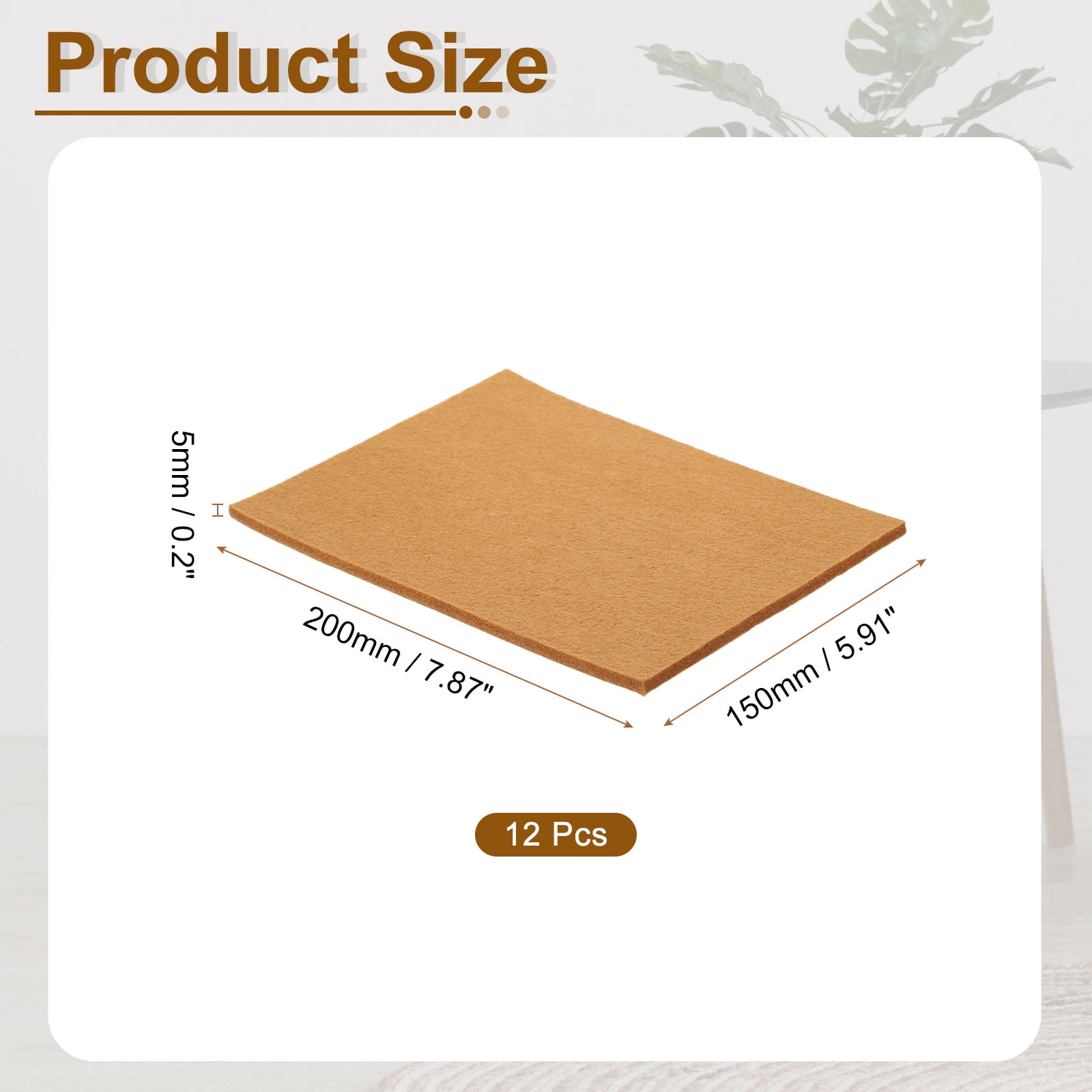 Felt Furniture Pads, 12Pack 7.87" x 5.91" Adhesive Backed Felt Non-slip Anti-scratch Chair Leg Protectors for Protecting Hardwood Floor, Light Brown