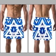 thumbnail image 3 of luoweisi Men's Beach Shorts Quick Dry Swim Trunks with Mesh Lining Blue and White Geometry L, 3 of 5