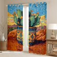 thumbnail image 2 of Homewish Desert Plant Cactus Black Out Curtains,Tropical Botanical Curtains Pack of 2 (42x63 Each),Orange Green Bedroom Curtains For Girls Kids,Breathable Home Decor, 2 of 6