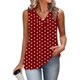 thumbnail image 5 of QSAWXQZ Women's Polka Dot Tank Tops V Neck Sleeveless Blouses Vintage Retro Print Lightweight Summer Shirts Pleated Front Casual Flowy Loose Tops L, 5 of 6