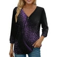 thumbnail image 2 of kytmyeq Women's V-neck Button Top, Women's Quarter Sleeved Top, Casual Daily Top, Fashionable Shirt Top, T-shirt Pullover, 2 of 6
