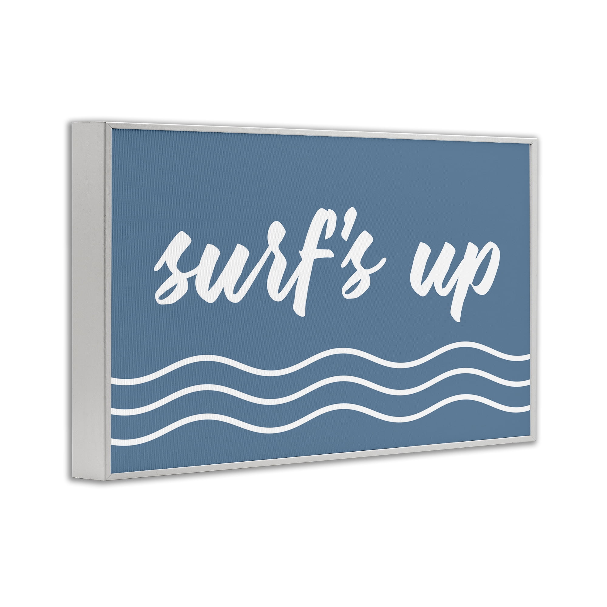Stupell Industries Blue Surf's Up Typography Painting White Framed Art Print Wall Art, 30 x 20