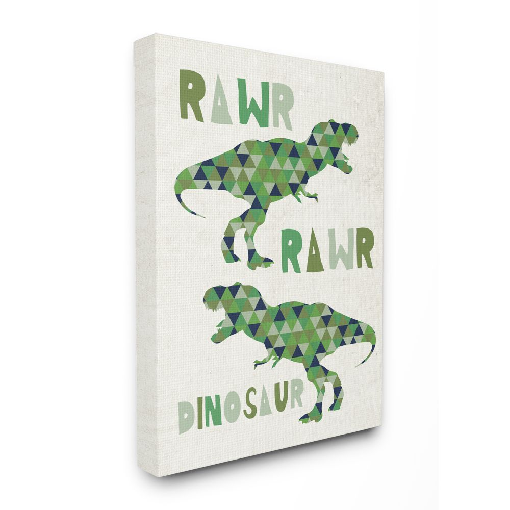 The Kids Room by Stupell Rawr Blue Green Dinosaur Kids Word Design Canvas Wall Art by Daphne Polselli