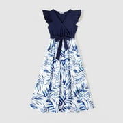 PatPat Family Matching Outfits Mommy and Me Dress Girl Dresses and Colorblock Short Sleeve T-shirts Women Dress