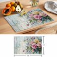 thumbnail image 6 of Spring Rose Placemats Set of 6 Floral Leaves Botanical Rustic Wood Board Place Mats Indoor Wipeable Table Mats Washable Cloth Dining Table Placemats for Kitchen Holiday Party Home Decor 13x19 Inch, 6 of 9