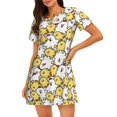 thumbnail image 1 of Balery Cartoon Chicken Camisón de manga corta con cuello redondo para mujer, cómodo y elegante., 1 of 6