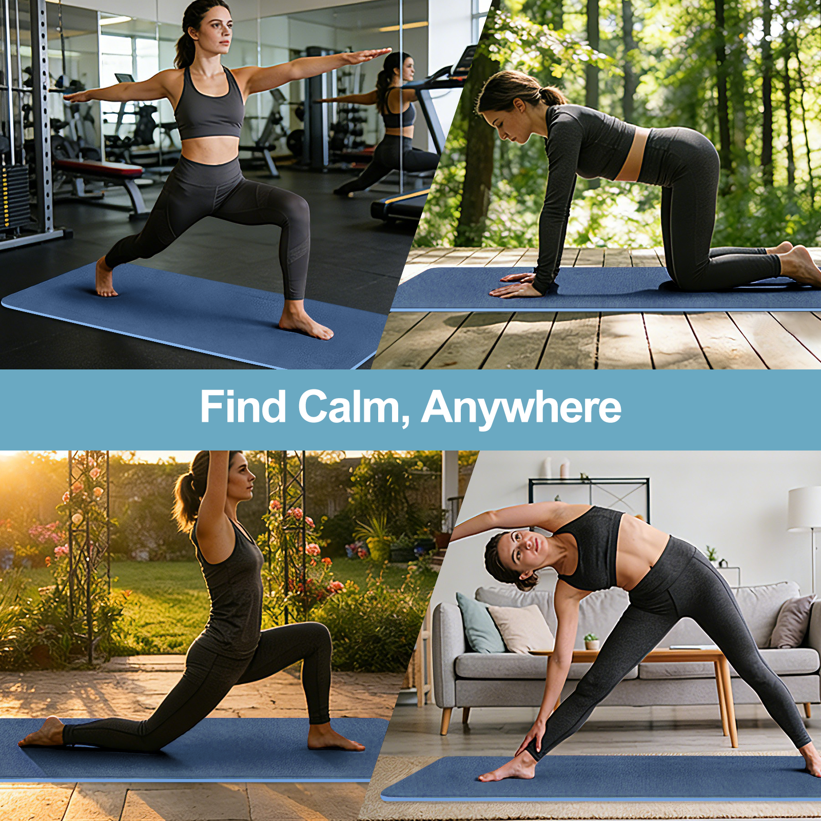 Cshidworld Yoga Mat, 6mm Thick Eco-Friendly TPE Exercise Mat with Carrying Strap and Storage Bag, Non-Slip Workout Mat for Yoga, Gym and Floor Exercises, 72" x 24"