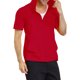 thumbnail image 4 of INSPIRAR CHIC Sudaderas de manga corta para hombres del Día del Padre, chaquetas con capucha de color sólido, con cremallera, rojas, 4 of 7