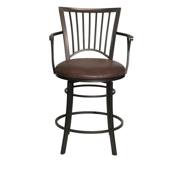 Steve Silver Bayview Metal Swivel Counter Stool, Coach Brown
