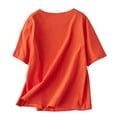 thumbnail image 4 of Yubnlvae Women's Vintage Embroidered Cotton T-Shirt – Oversized Round Neck, Casual Summer Tee Orange, Xxl, 4 of 9