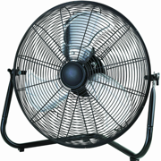 20" 3-Speed High Velocity Steel Floor Fan, Adjustable Tilt, Wall Mountable, Black