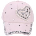 thumbnail image 1 of Gorra de béisbol de moda para mujer, gorra con forma de corazón de melocotón y perla para padres e hijos, gorra informal para el sol para niños, protector solar, 1 of 6