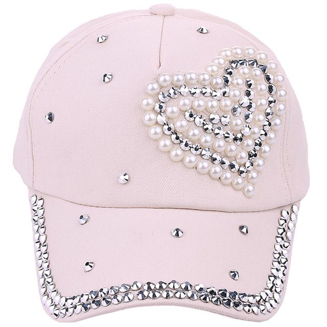 Gorra de béisbol de moda para mujer, gorra con forma de corazón de melocotón y perla para padres e hijos, gorra informal para el sol para niños, protector solar