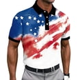 thumbnail image 2 of Men's American Flag Print Short Sleeve Collared Polo Shirt, Patterned Casual Top, Breathable Fabric Shirt for Summer, Patriotic Events, Golf and Everyday Wear Light Blue M, 2 of 5