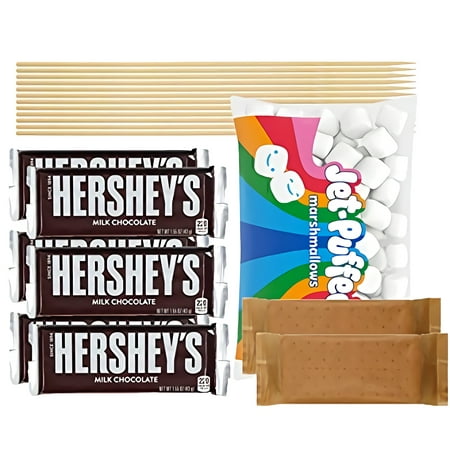 S'mores Kit | Includes Roasting Sticks, Chocolate, Graham Crackers & Marshmallows | Make 12 Full Size S'mores