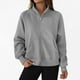 thumbnail image 1 of Neewe Women's Plain Casual Long Sleeve Lapel Zipper Sweatshirt Loose Jackets Tops With Pocket Daily, 1 of 8