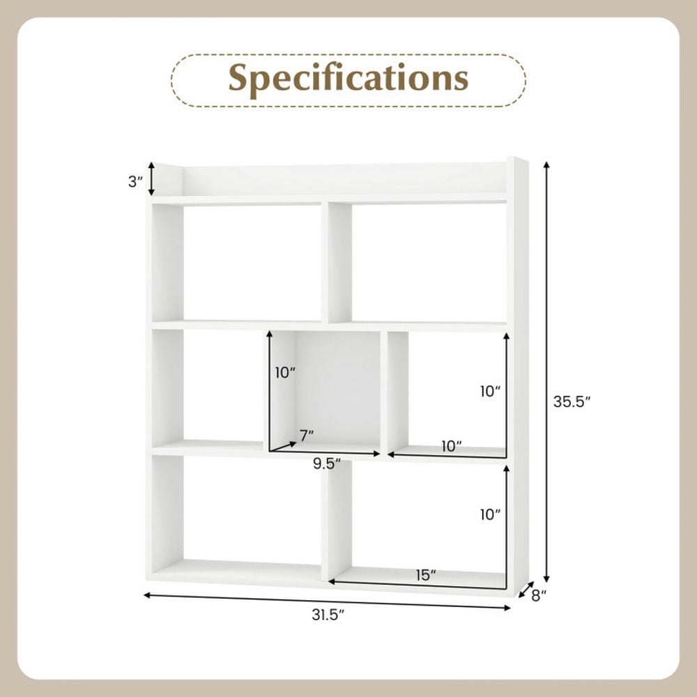 YYAo Bookcase Shelf, Bookshelf, Book Storage Rack, 7 Cubes Open-back Bookshelf with Anti-Toppling Devices-White