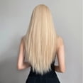 thumbnail image 4 of Peluca sintética larga y recta con flequillo para mujer, pelo falso suave y sedoso Natural, resistente al calor, color rubio, colorido, uso diario en fiestas, 4 of 4